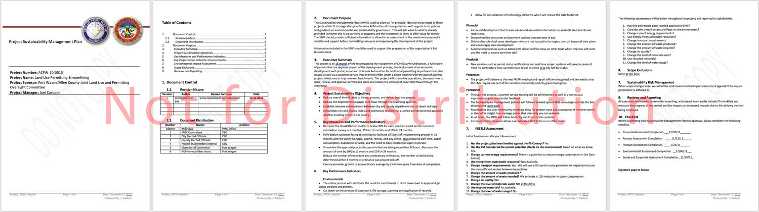 The first Project Sustainability Management Plan - Joel Carboni